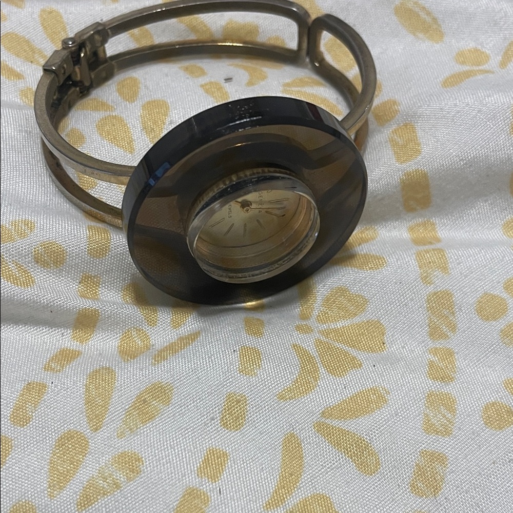 Geneva Brown and Gold Bangle Watch